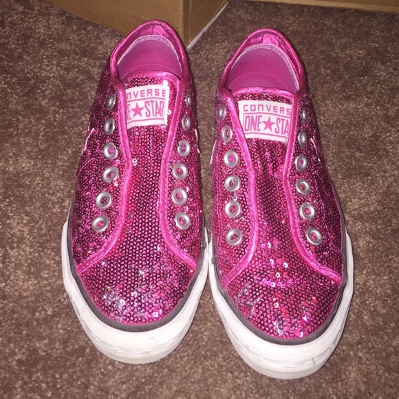 Pink sequined converse