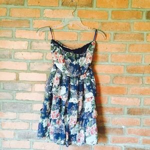 Strapless floral spring dress