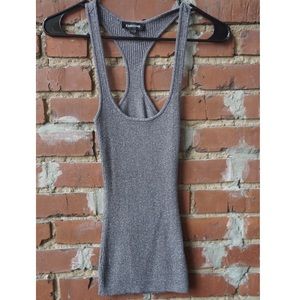 Metallic razor back stretch tank