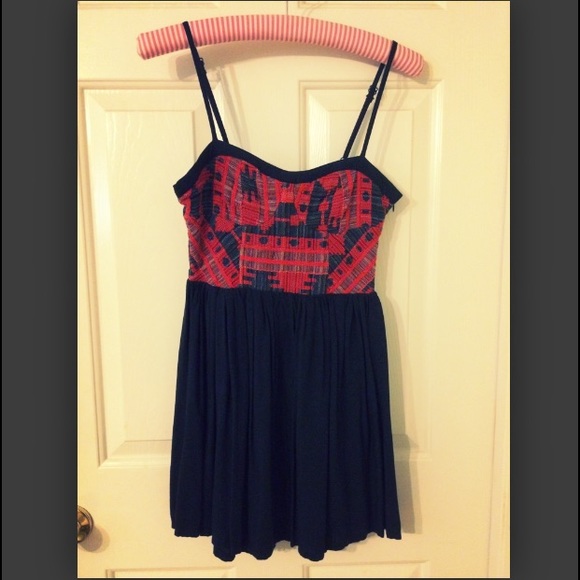 Red + navy dress