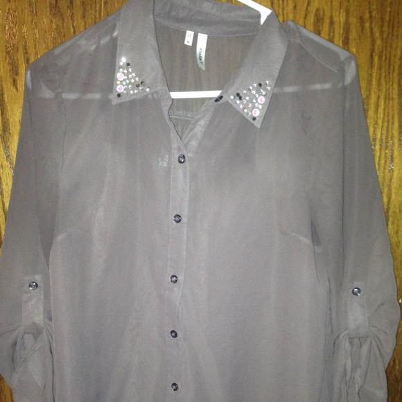 Rhinestone collar top