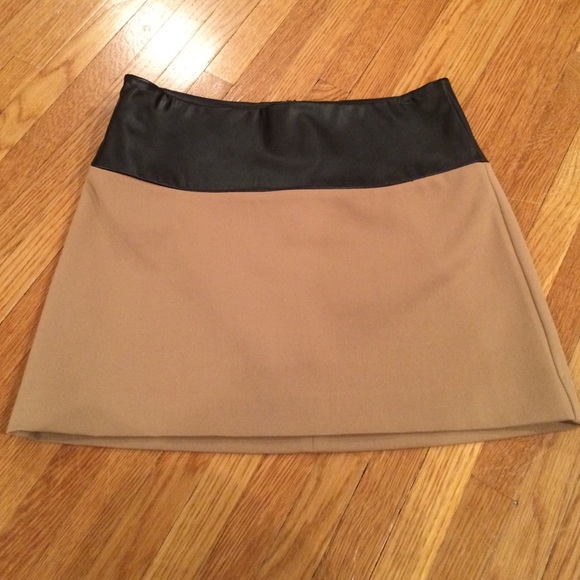 Tan/ Faux Leather Mini Skirt