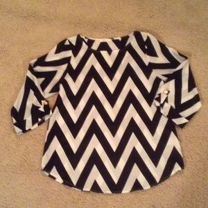 Black & off-white Chevron blouse