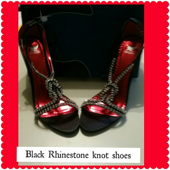 Black Rhinestone knot shoes