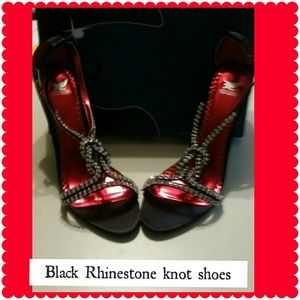 Black Rhinestone knot shoes