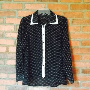 Black and white polka dot blouse