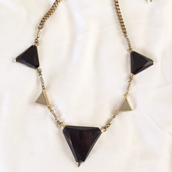• gold/black triangle statement necklace •