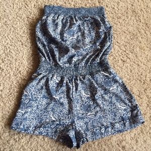 Blue Strapless Romper