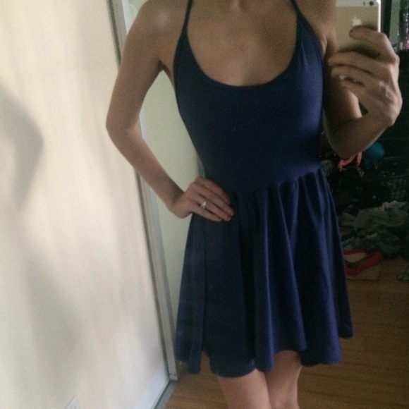 American apparel navy blue halter dress