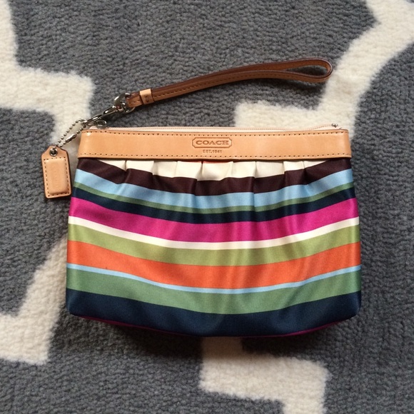 Coach striped clutch