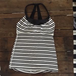 Lululemon black & white striped light support tank