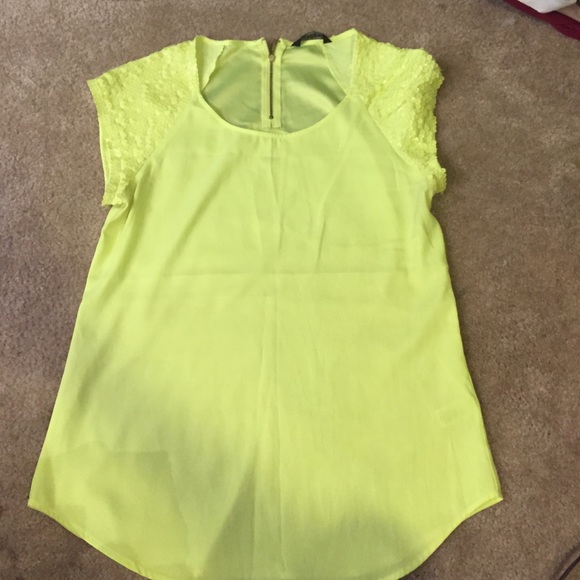 Silk neon sequined sleeve shirt size small express