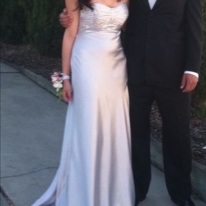 Jessica McClintock long silver prom ball dress