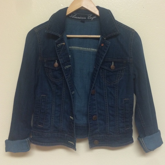 american eagle dark wash jean jacket