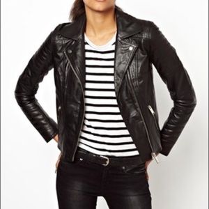 Genuine leather biker jacket