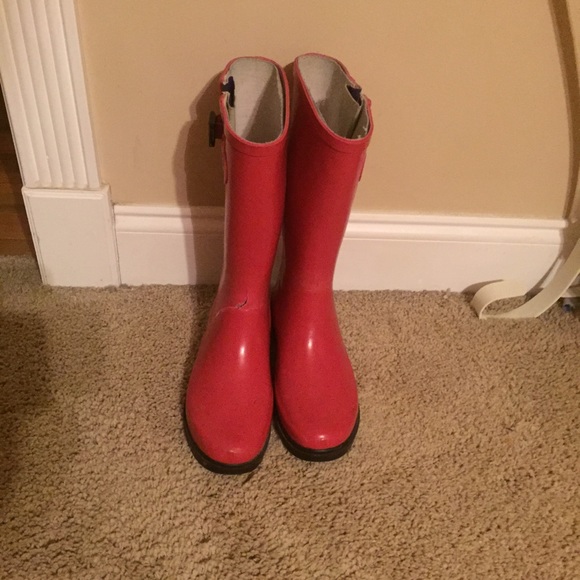 Pink rain boots