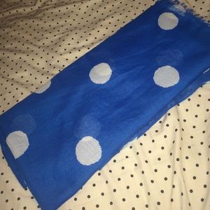 Blue polka dotted scarf