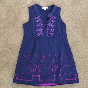 Navy and purple embroidered dress or tunic