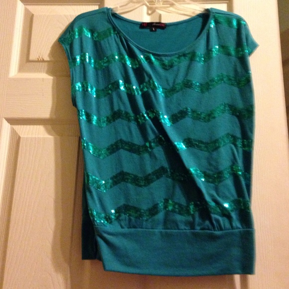 Sequined turquoise top