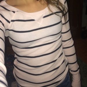 Really light pink and black stripped long sleeve