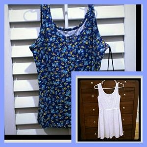 ❌BUNDLE❌White dress & floral tank Bundle
