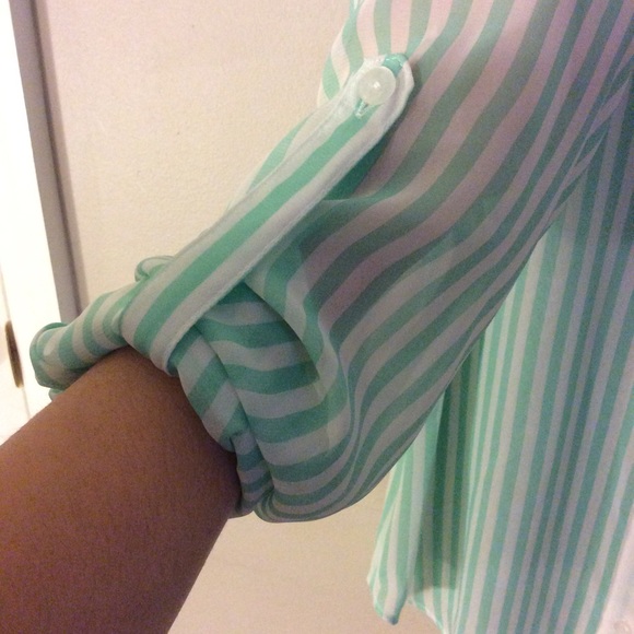 Mint/white striped shirt - Picture 3 of 3
