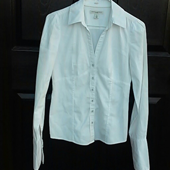 Banana Republic White Stretch Long Sleve Top
