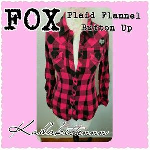 FOX Plaid Flannel Button Up