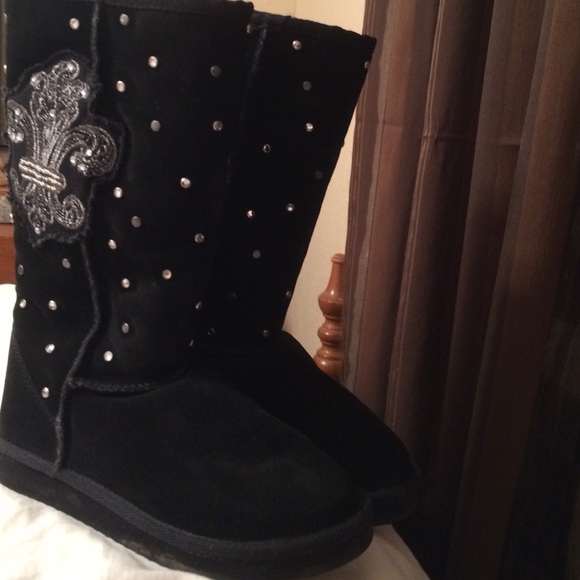 Black bling boots