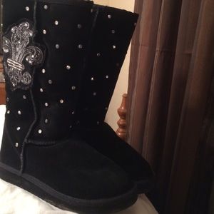 Black bling boots