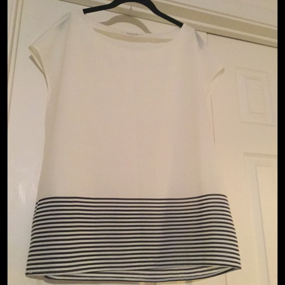 Large cream and navy striped top