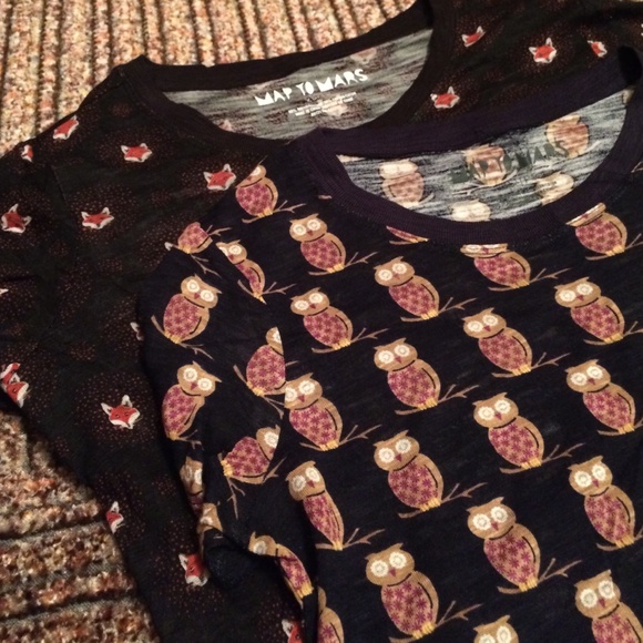 2 mid-waist shirts size xs