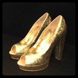 Steve Madden P-Alice Gold Glitter Heels