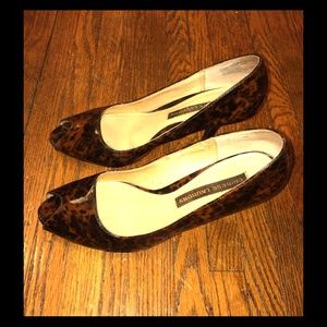 Tortoise peep toe heels