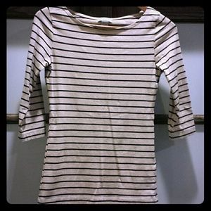 Boat Neck Top - Tan and Black Striped