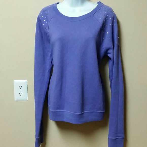 VS PINK purple rhinestone crew