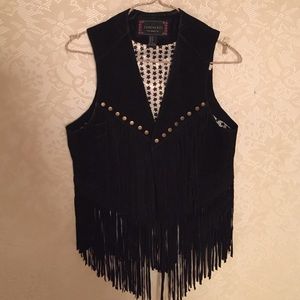 Black fringe vest