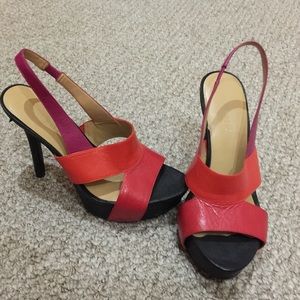 Nine West color block platform pump
