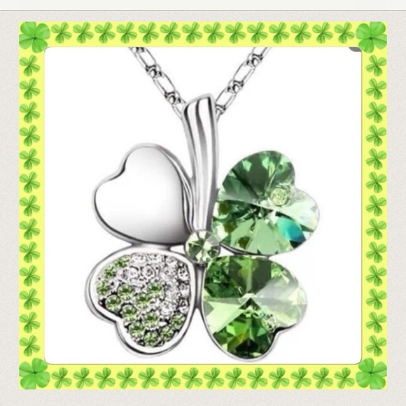 "ST. PATRICK'S  DAY"FOUR LEAF CLOVER NECKLACE - Picture 4 of 4