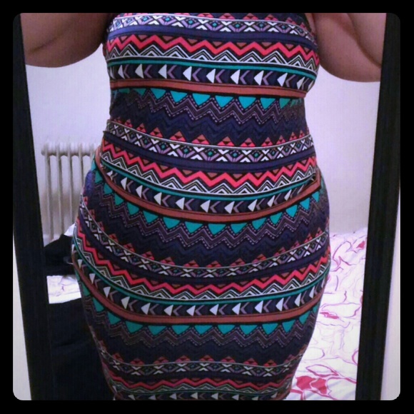 Aztec strapless dress