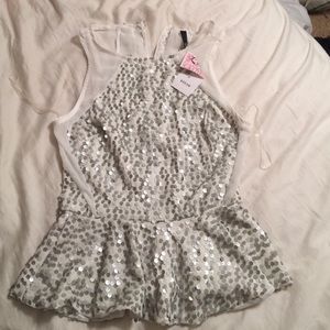 Silver sequin and white tank