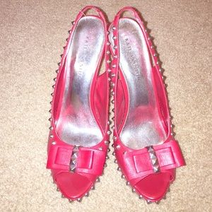 Red studded sling backs