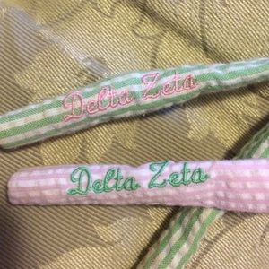 Delta Zeta Pink and Green Croakies