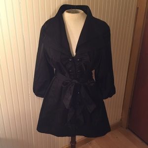 Black Willie Smith Trench Coat with Tie