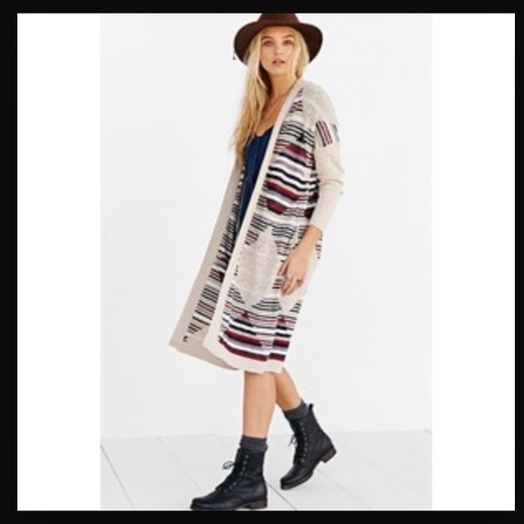 silence + noise Outerwear - Long Aztec Print Cardigan