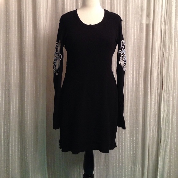 Black dress with stitched design