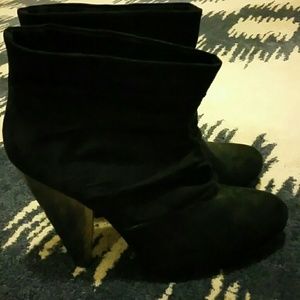 Suede black booties