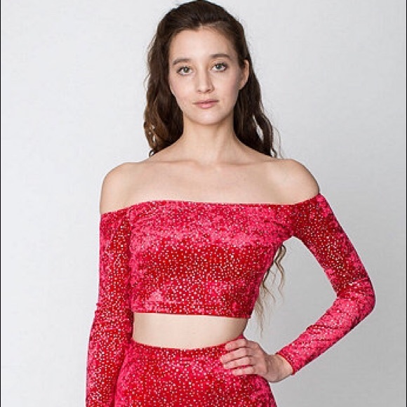 NWT American Apparel Velvet Crop Long Sleeve M