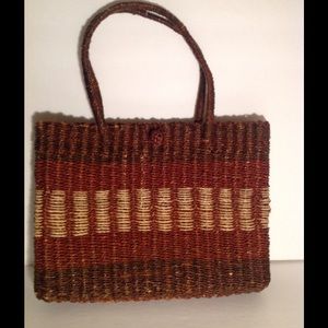Vintage straw handbag tote purse