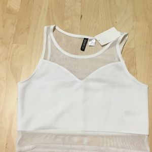 PRICE REDUCED H&M white sheer crop top size M